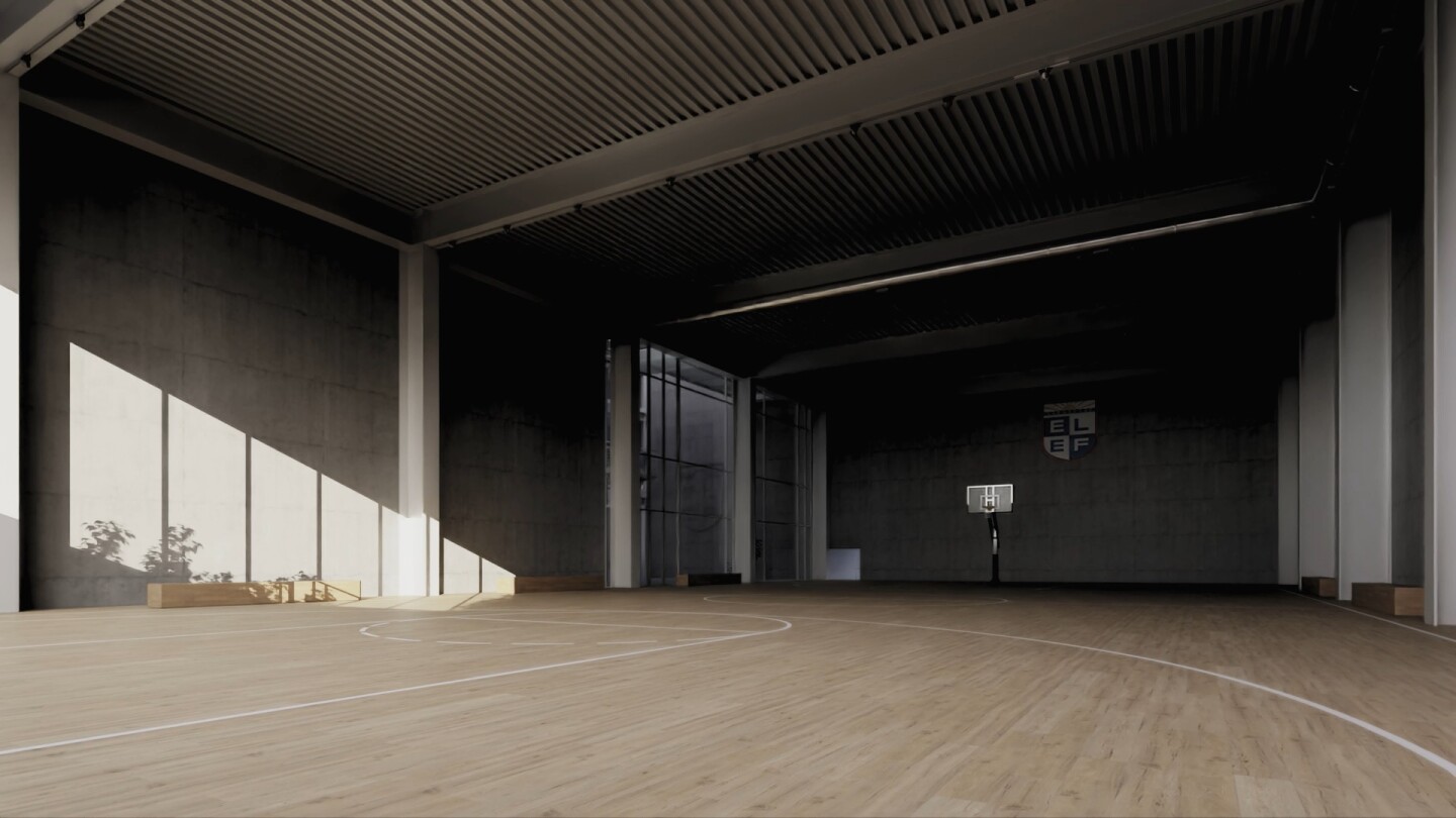 Cancha de básquetbol del polideportivo del Elbio Fernández