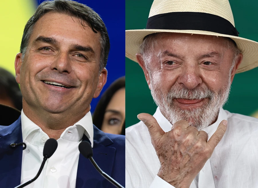 Combo de fotografías de archivo que muestra al senador Flávio Bolsonaro, y al presidente de Brasil, Luiz Inácio Lula da Silva
