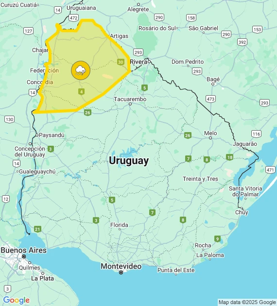 Alerta amarilla para este sábado 24 de mayo de 2025