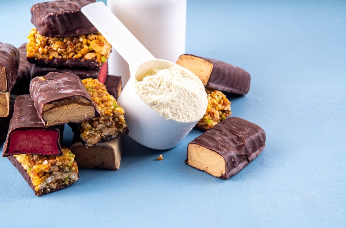 Barras de cereales y proteínas.