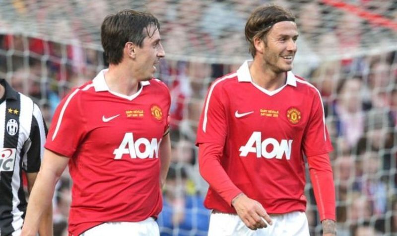 Gary Neville y David Beckham juntos en los tiempos del Mancheter United