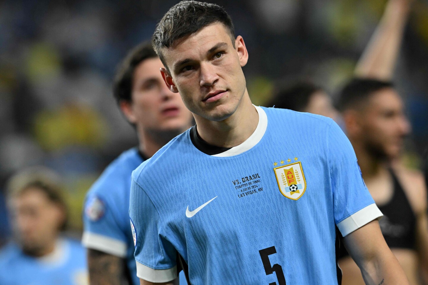 Manuel Ugarte en la Copa América 2024 con la selección de Uruguay.