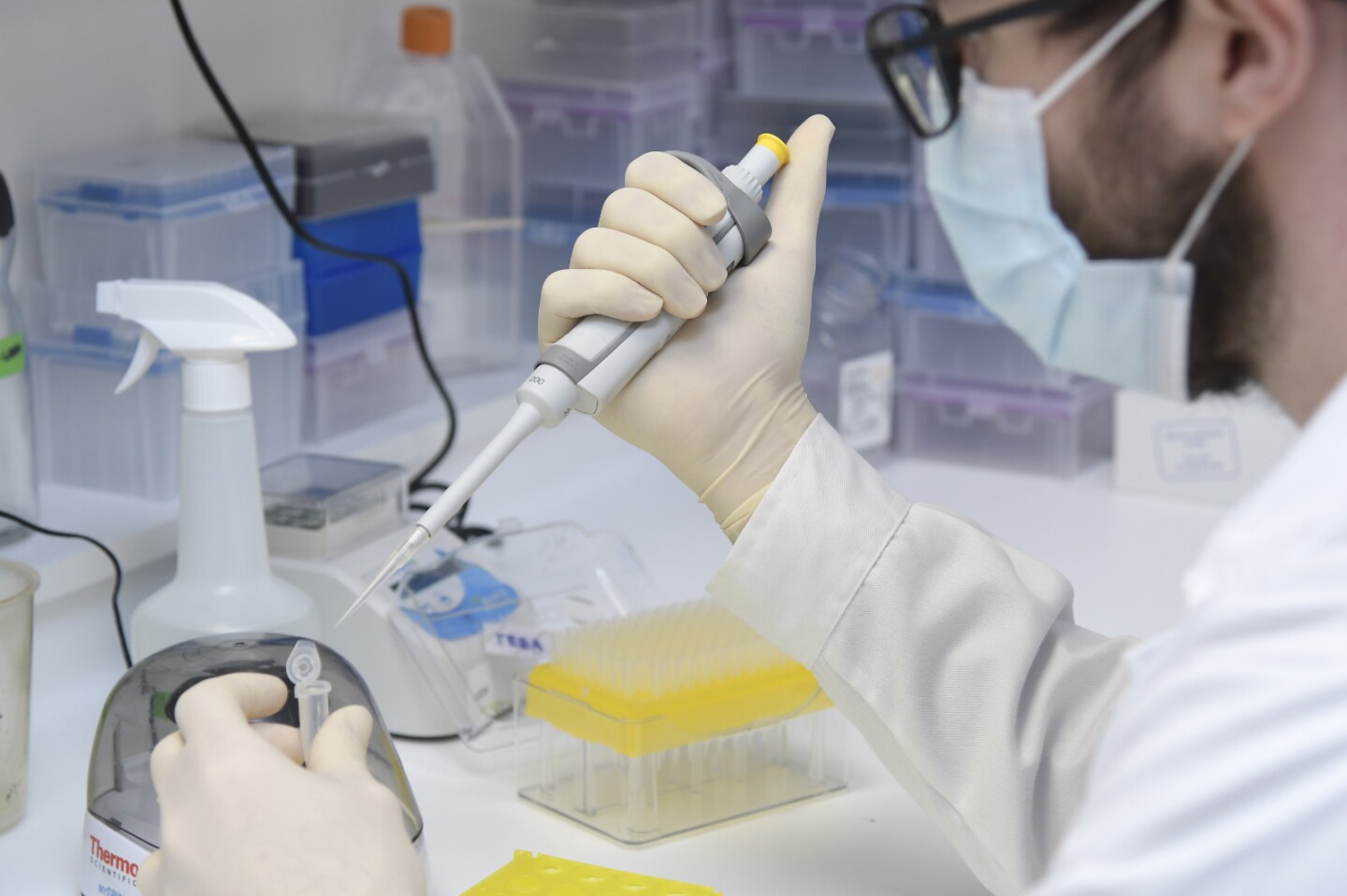 Científico trabajando en laboratorio.