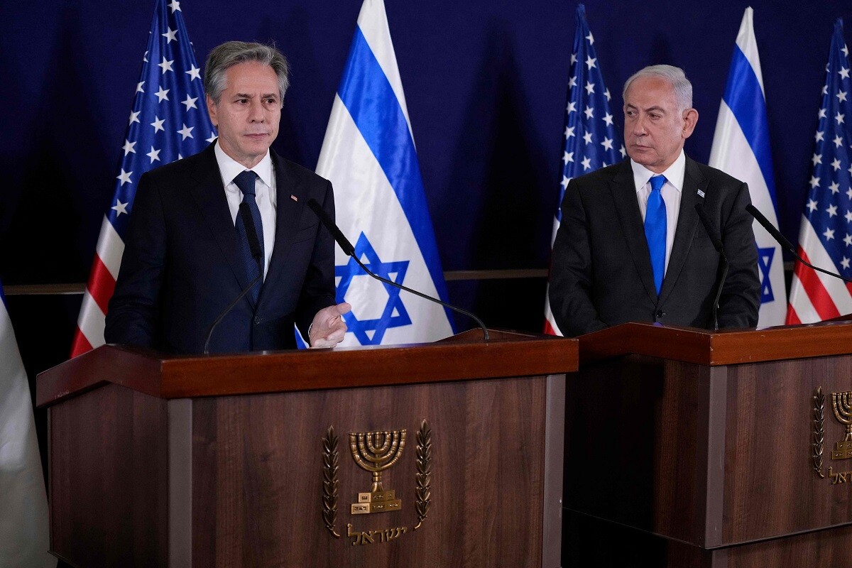 Secretario de Estado Antony Blinken con el primer ministro israelí Benjamin Netanyahu. Foto: JACQUELYN MARTIN/AFP fotos