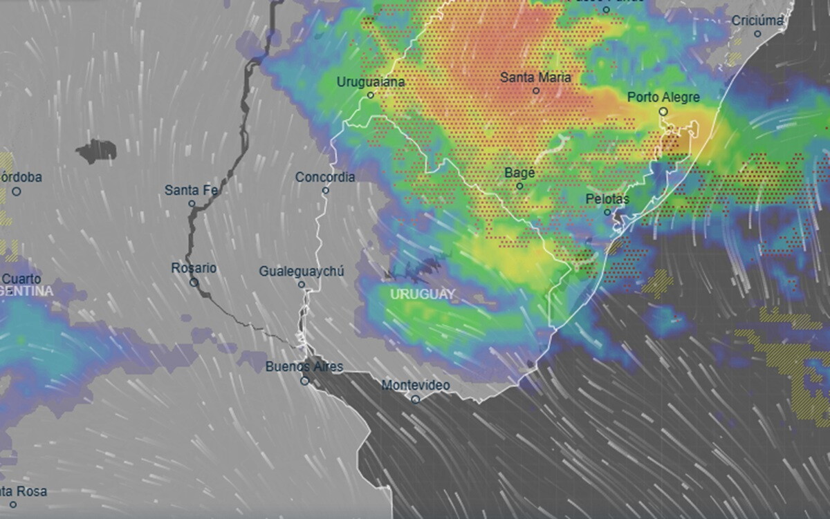 Mapa de precipitaciones previstas para la mañana de este lunes 20 de julio de 2026, según Ventusky,