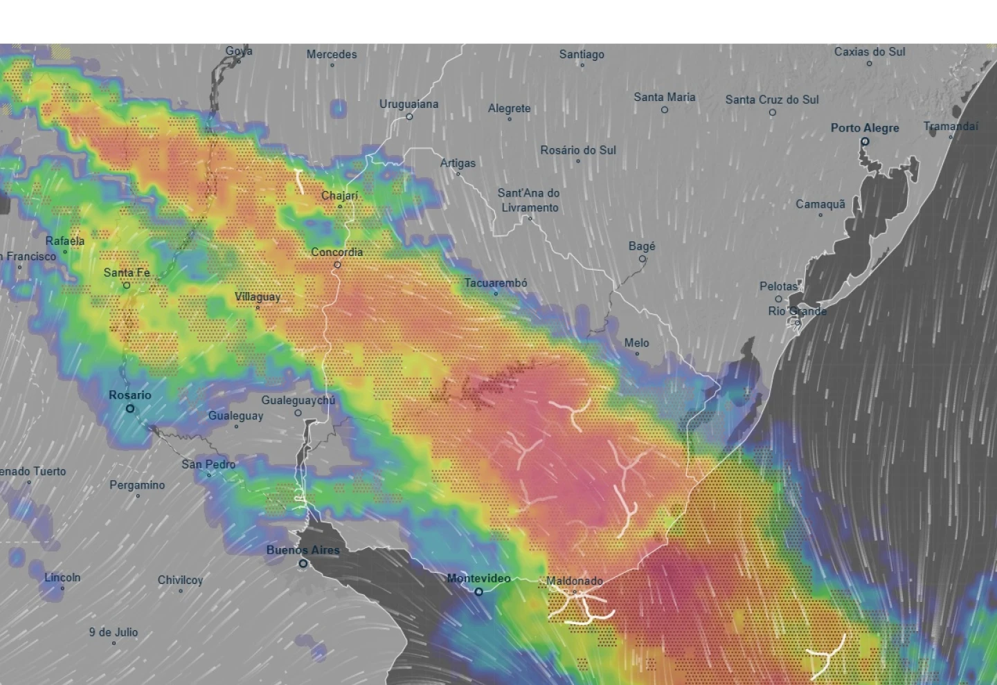 Frente frío avanza con lluvias y tormentas este jueves 7 de mayo de 2026 en Uruguay.