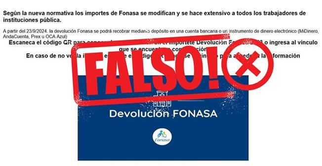 El texto del correo falso