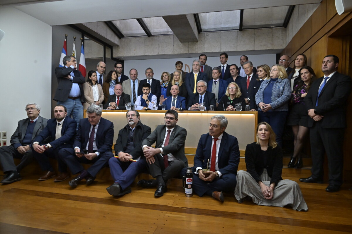 Legisladores de los partidos Nacional, Colorado e Independiente dan conferencia de prensa por Rendición de Cuentas.