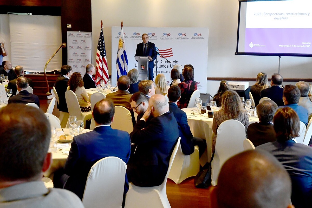 El ministro de Economía, Gabriel Oddone, en evento organizado por la Cámara de Comercio Uruguay-Estados Unidos