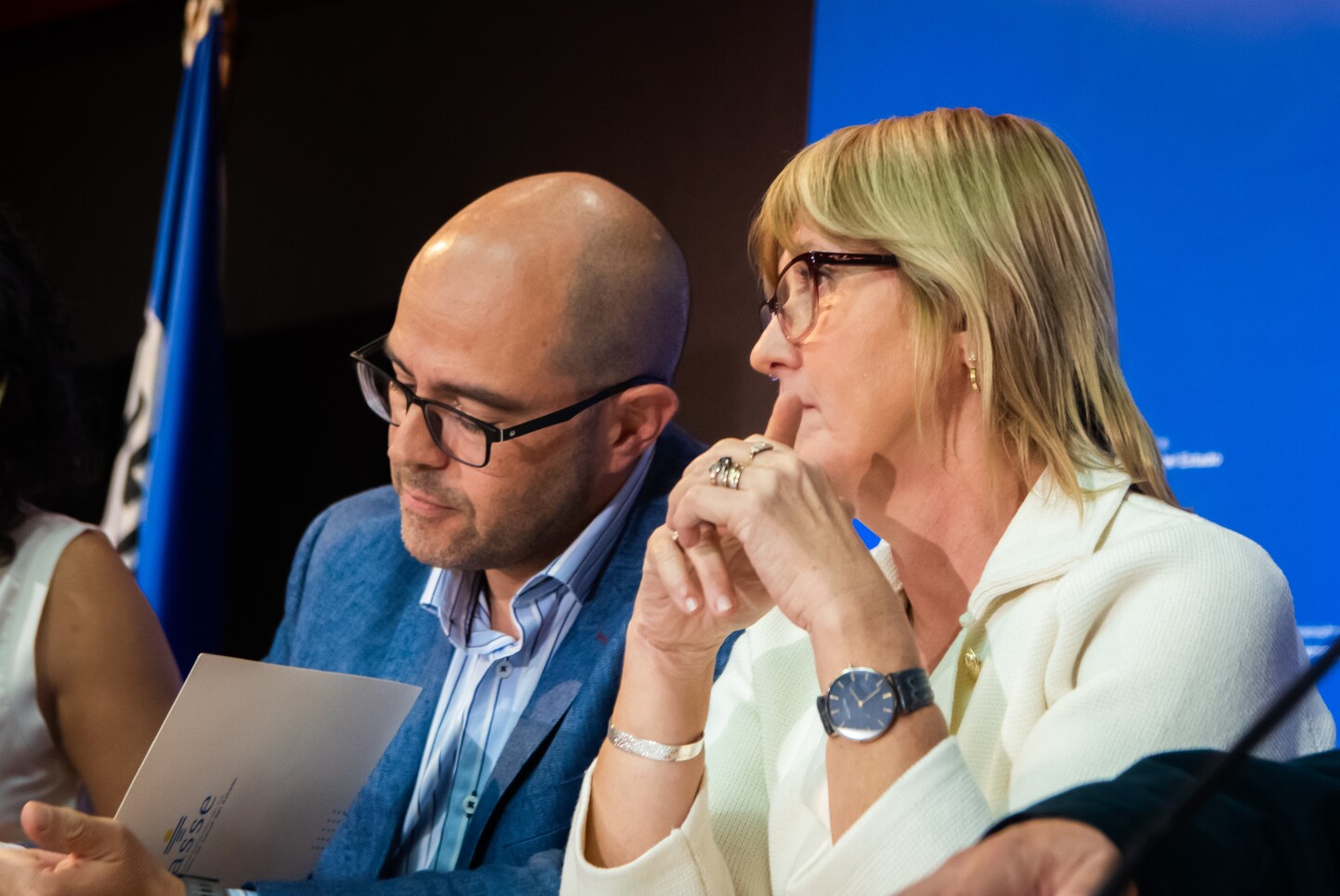 El presidente de ASSE, Álvaro Danza, junto a la ministra de Salud Pública, Cristina Lustemberg.