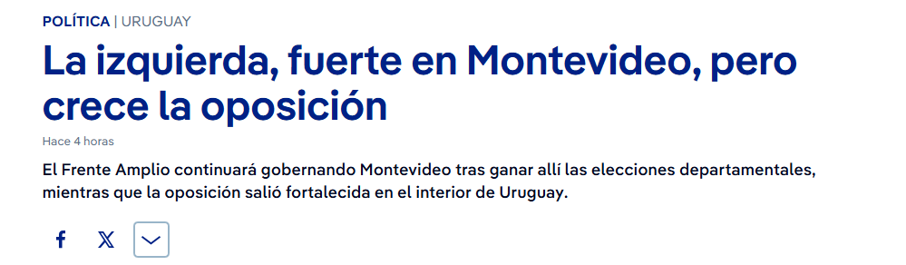 DW en español sobre las elecciones departamentales en Montevideo.