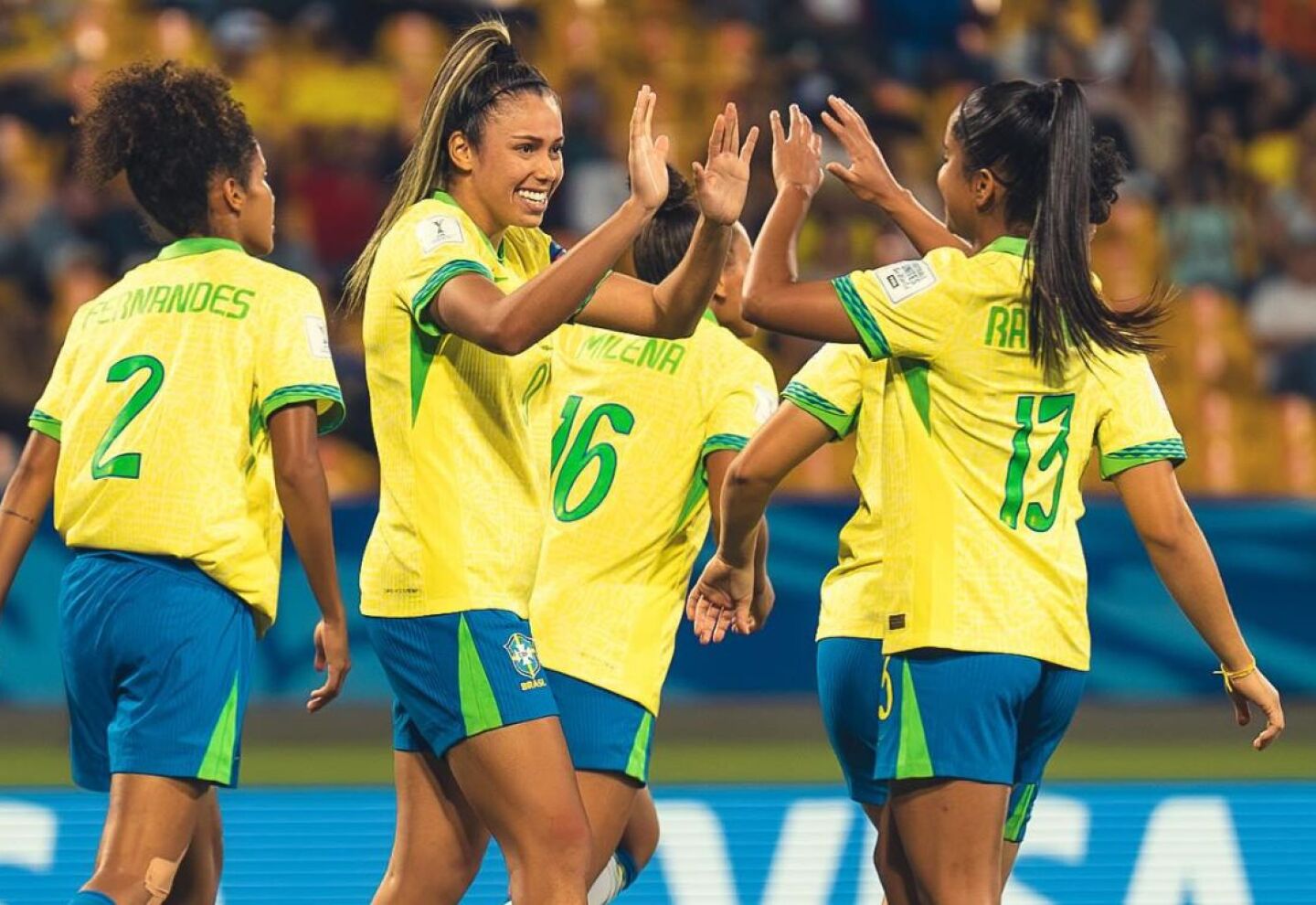 La selección femenina Sub 20 de Brasil en el Mundial de Colombia.