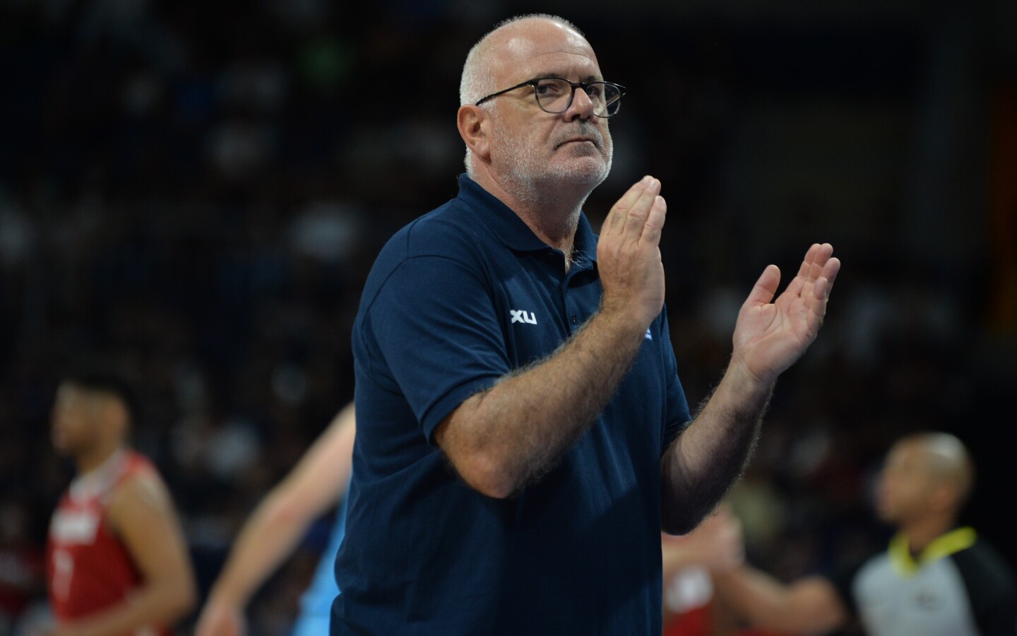 El director técnico de la selección de Uruguay de Básquetbol, Gerardo Jauri, en el Antel Arena