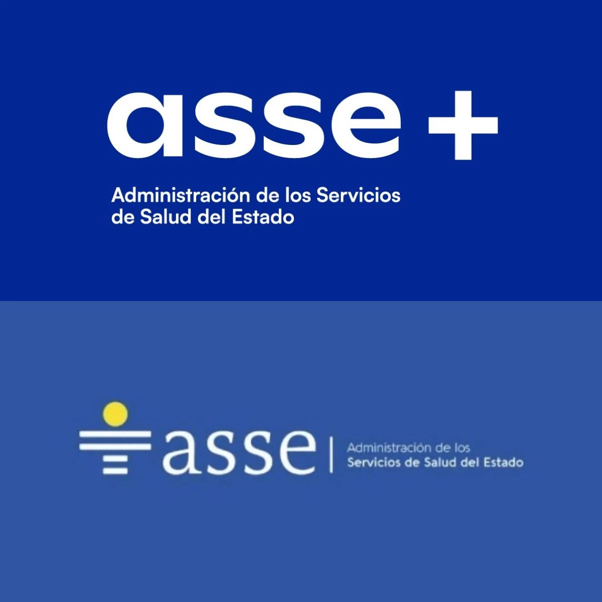 Logo nuevo, arriba, y logo anterior de ASSE, abajo.