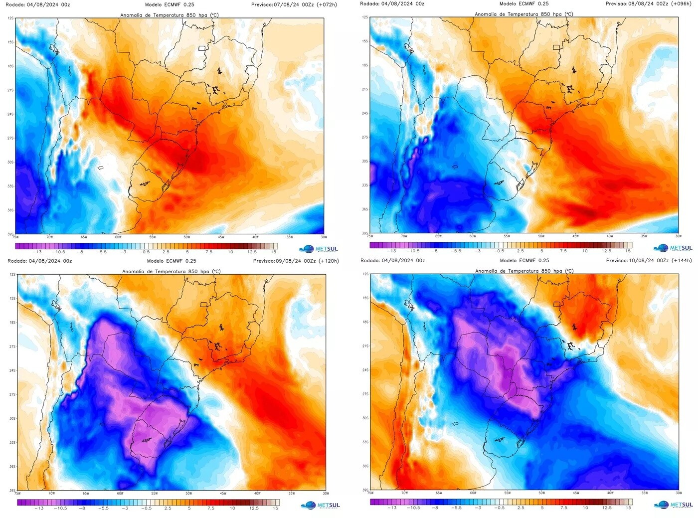 Pronóstico que indica el ingreso de una masa de aire polar.