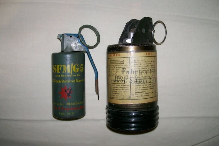 Granadas encontradas en el apartamento incendiado en Buenos Aires.