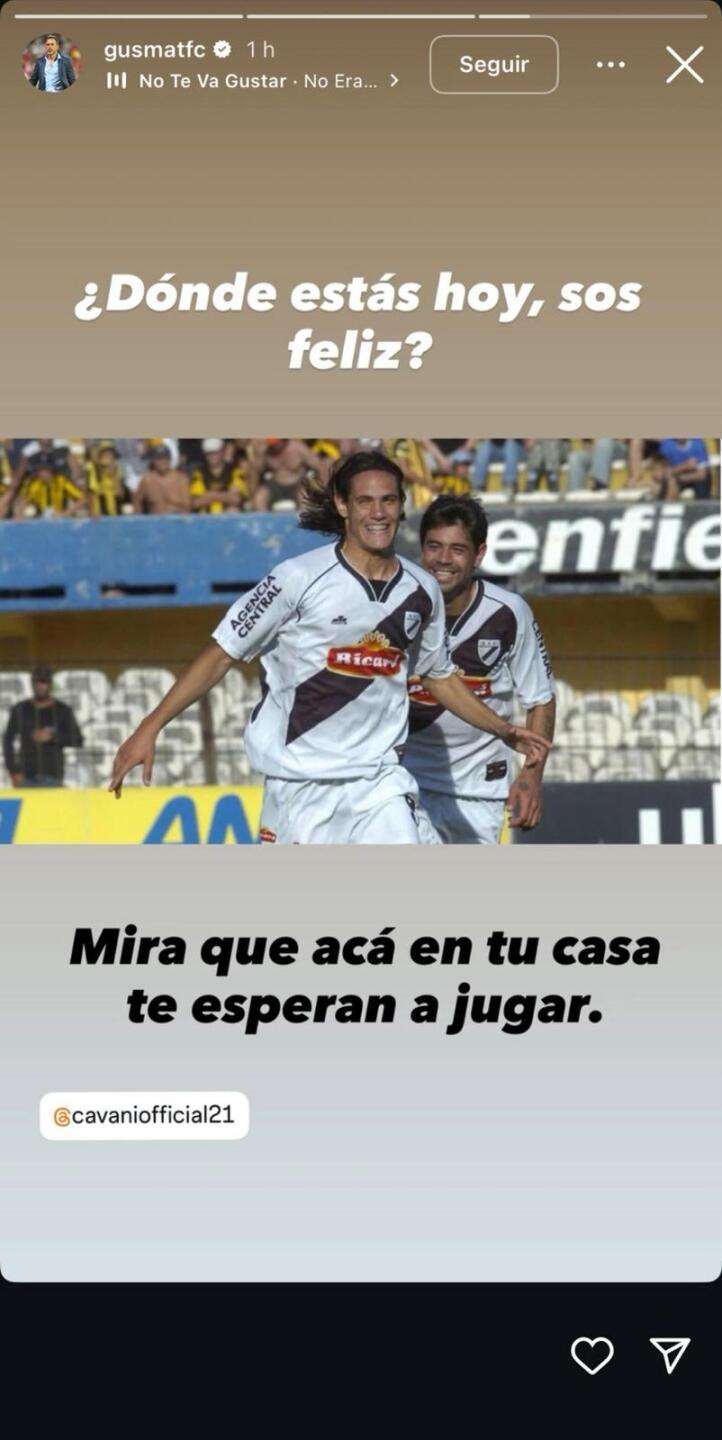 El posteo de Gustavo Matosas con dedicatoria para Edinson Cavani.