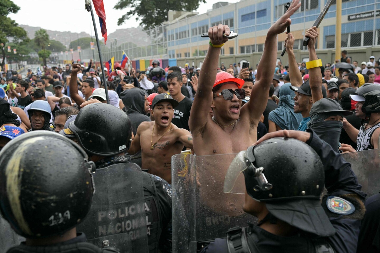 Manifestantes en el centro de Caracas