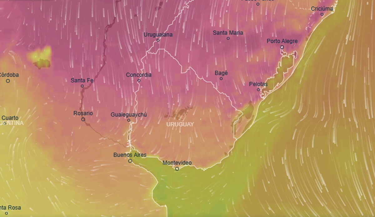 Altas temperaturas pronosticadas para el jueves 16 de julio en Uruguay.