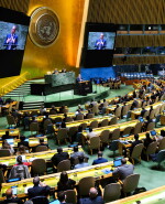 El Embajador de Israel ante la ONU Gilad Erdan, habla en Asamblea General.