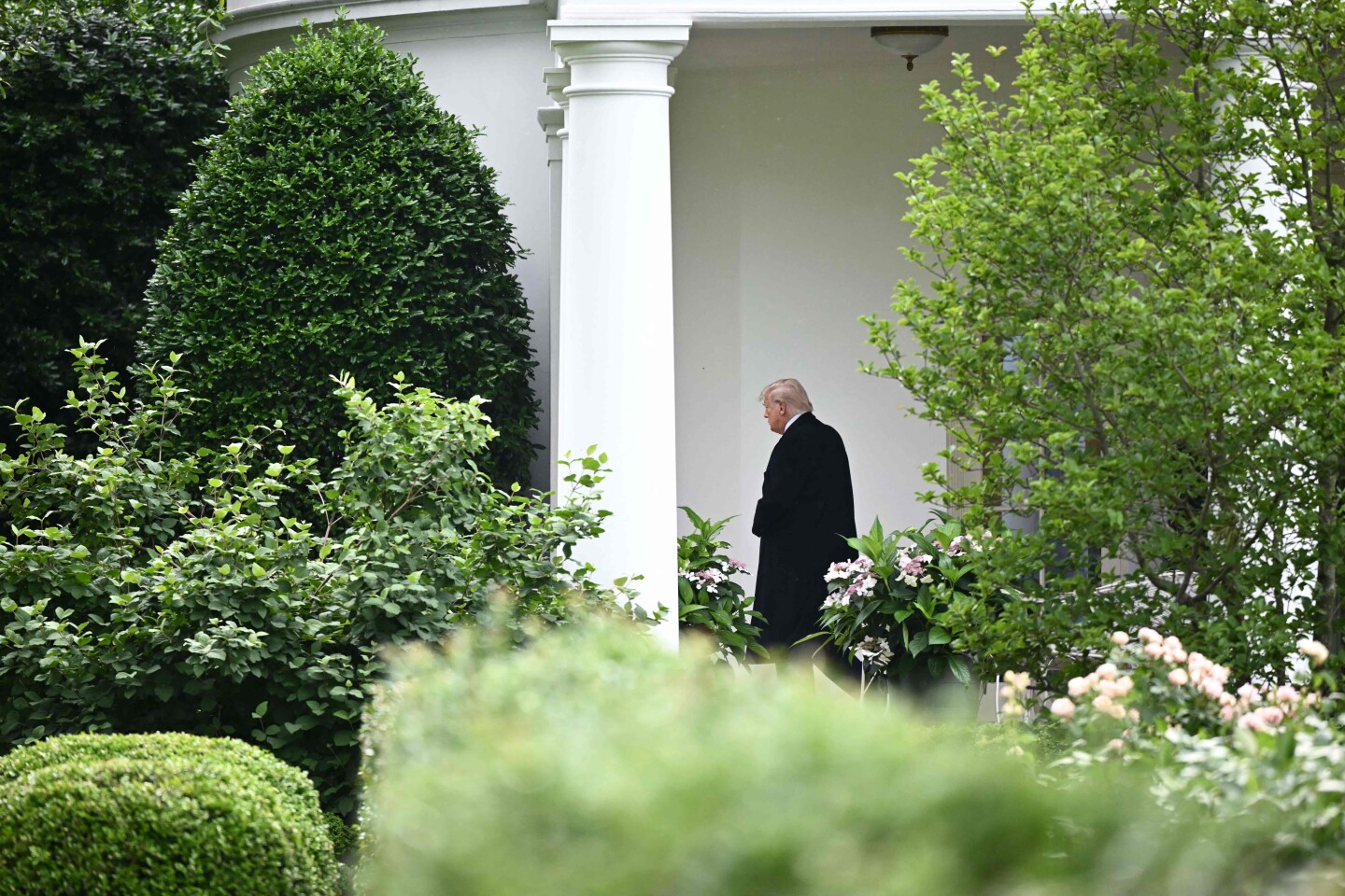 El presidente de Estados Unidos, Donald Trump, en el jardín sur de la Casa Blanca.