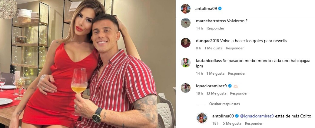 La foto que publicó Anto Lima junto al Colo Ramírez y el ida y vuelta entre ellos.