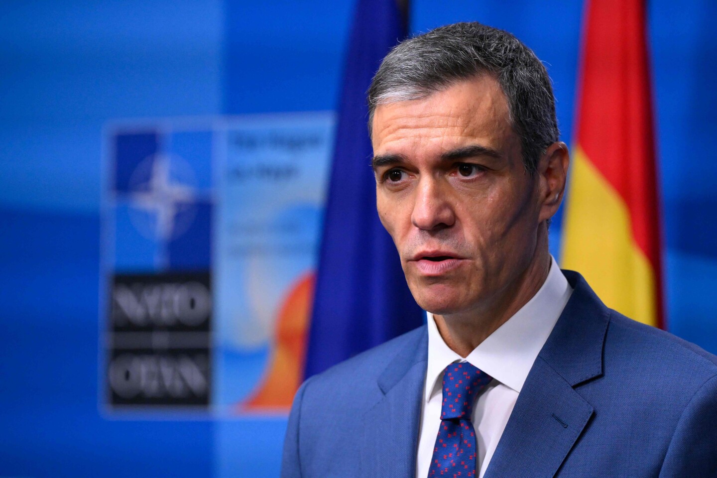 Pedro Sánchez, presidente del gobierno de España, durante la conferencia de la OTAN en La Haya.
