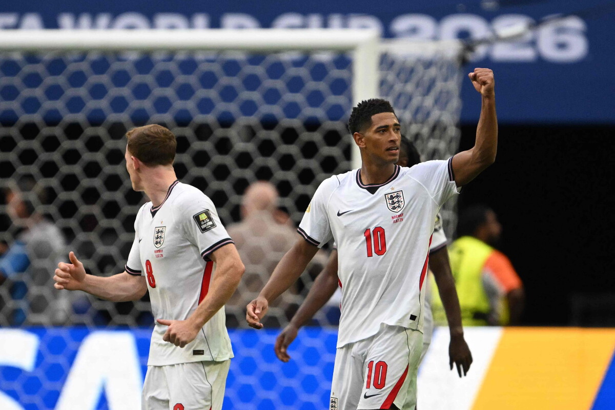 Jude Bellingham celebra su segundo gol ante Noruega, por los cuartos de final del Mundial 2026.