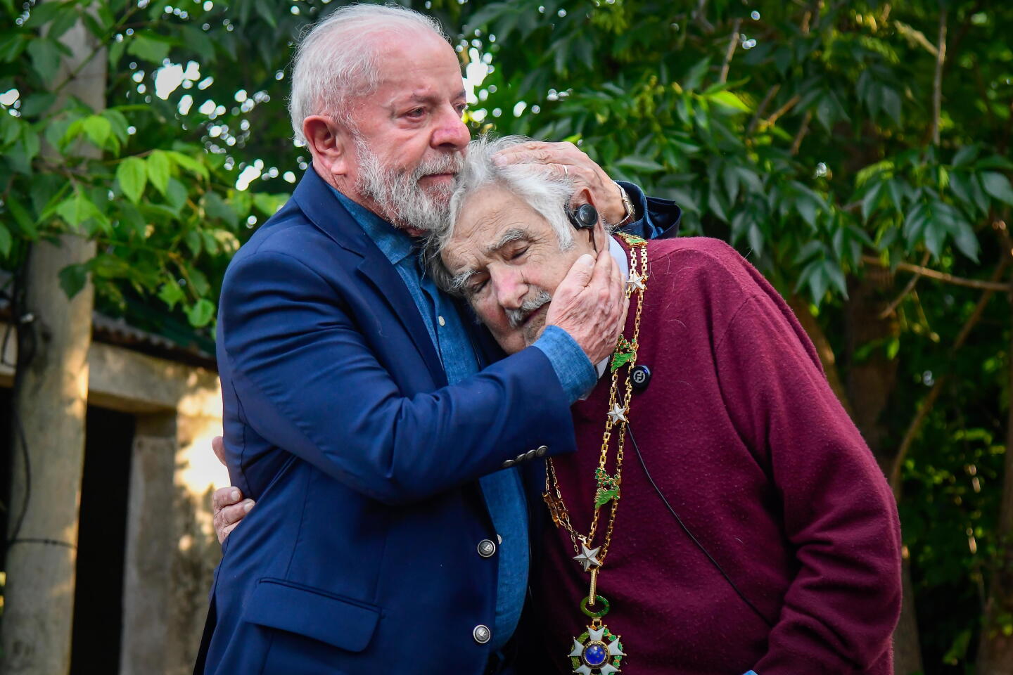 Luiz Inácio Lula Da Silva y José Mujica en la chacra de Rincón del Cerro, en Montevideo.