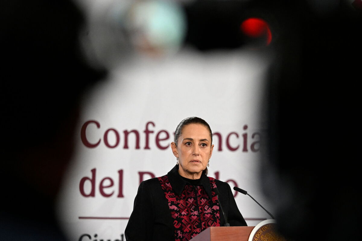 Claudia Sheinbaum habla en su conferencia de prensa diaria del 14 de julio del 2026.