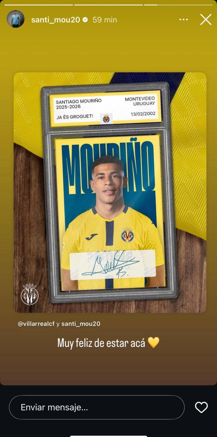 El mensaje de Santiago Mouriño tras ser anunciado como nuevo refuerzo del Villarreal.