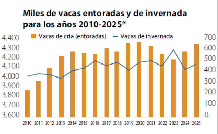 Gráfics vacas entoradas y de invernada para 2010-2025