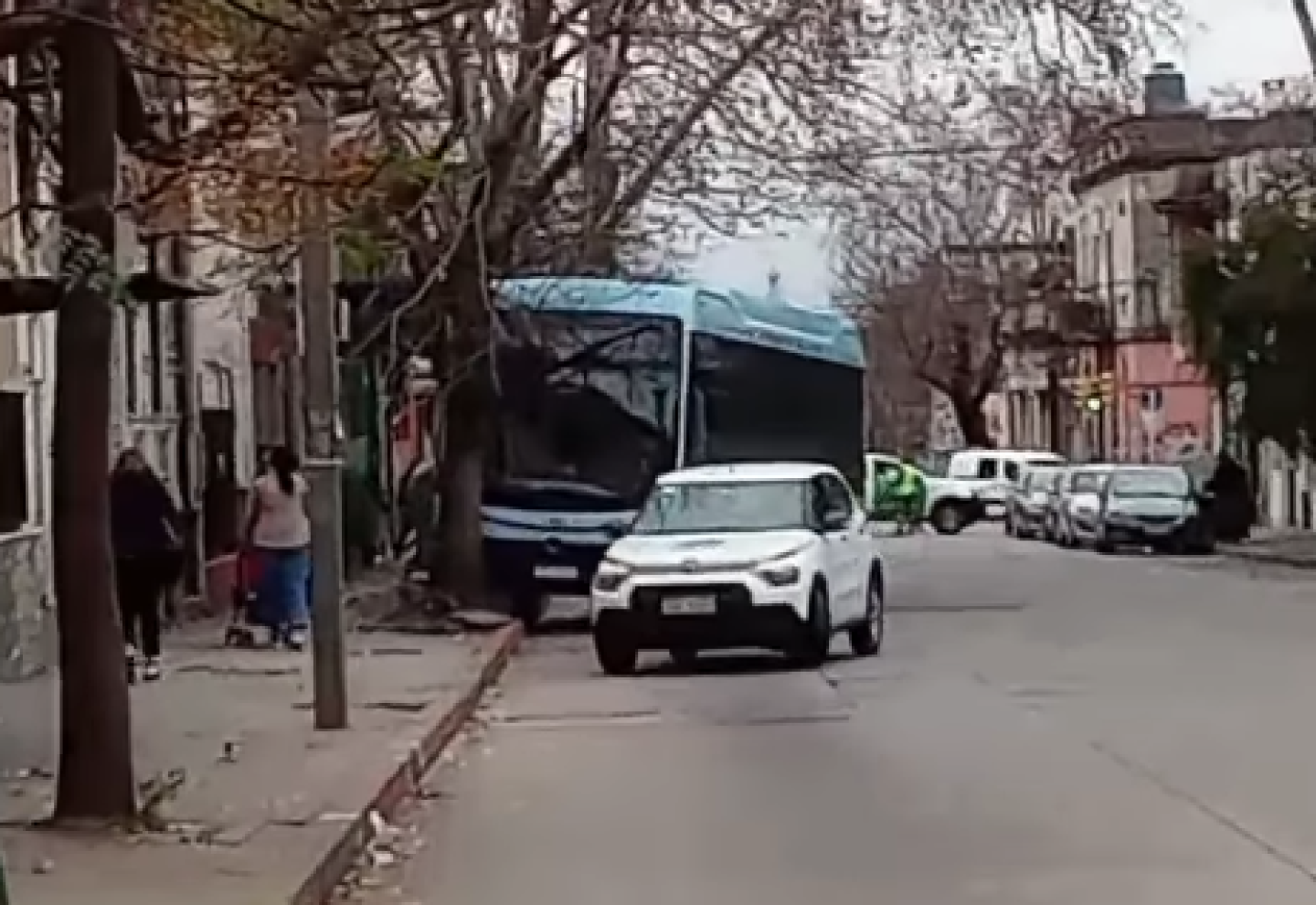 Ómnibus chocó contra un árbol en Arenal Grande