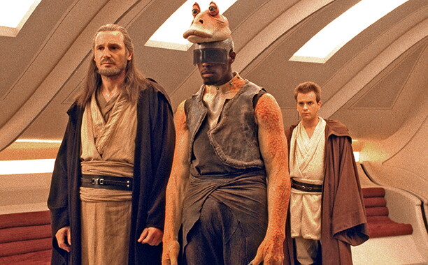 Ahmed Best en la filmación de "Star Wars"