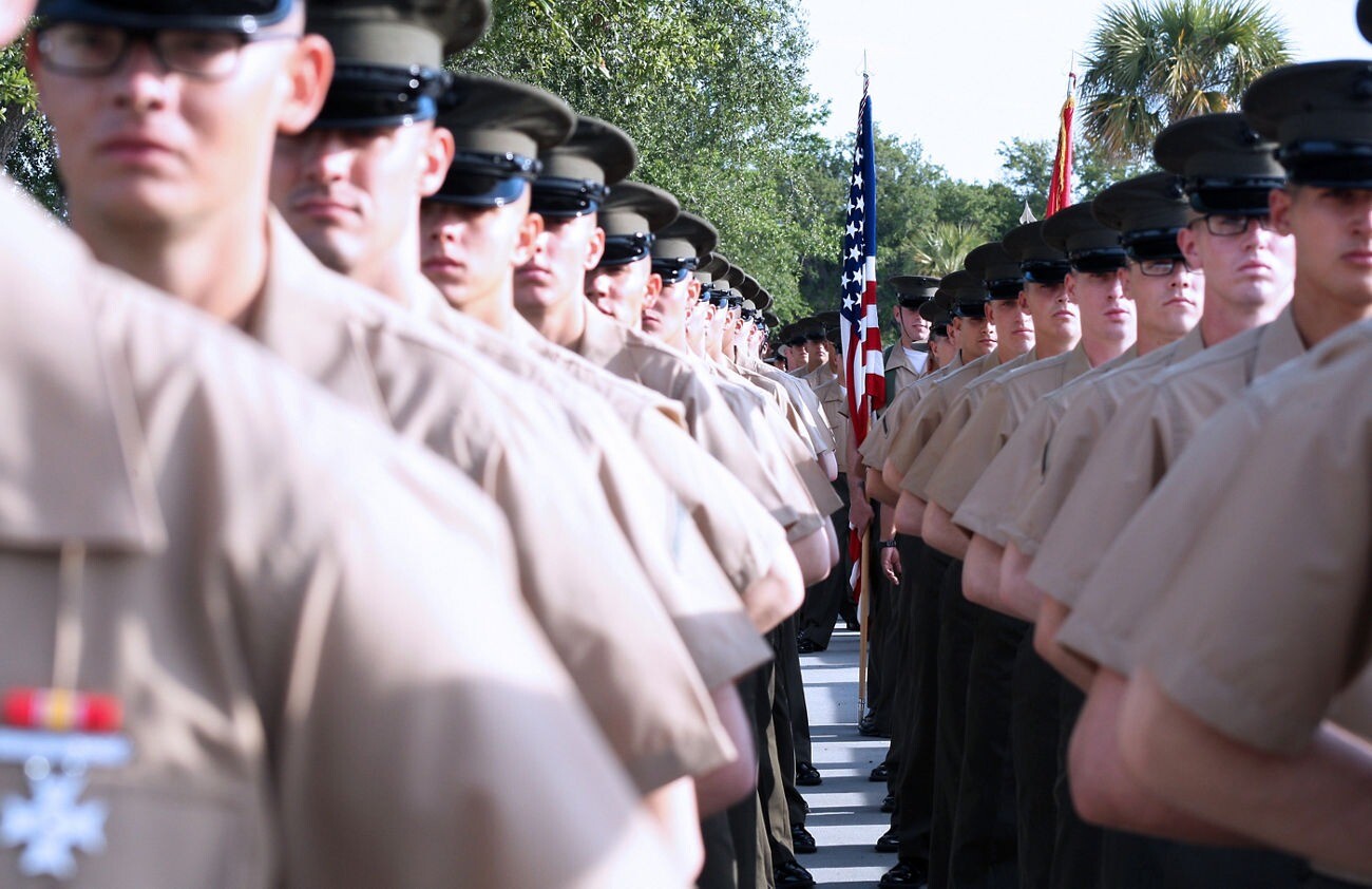 Militares estadounidenses en formación.