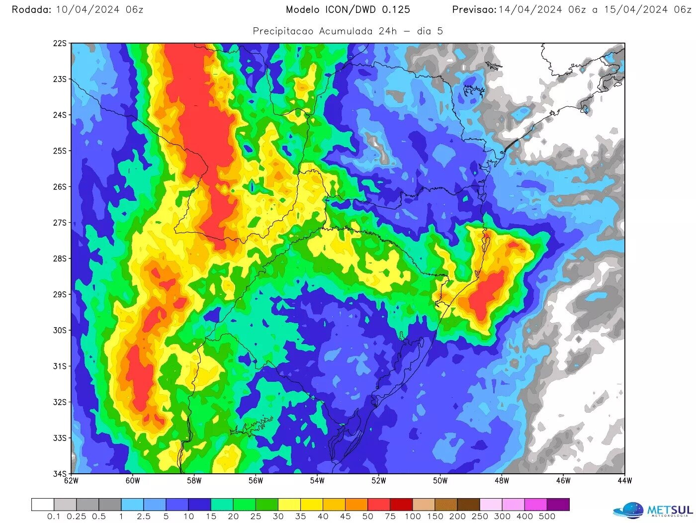 Lluvia para el próximo fin de semana, según Metsul.
