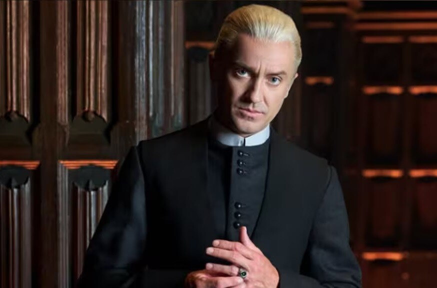 Tom Felton como Draco Malfoy 14 años después.