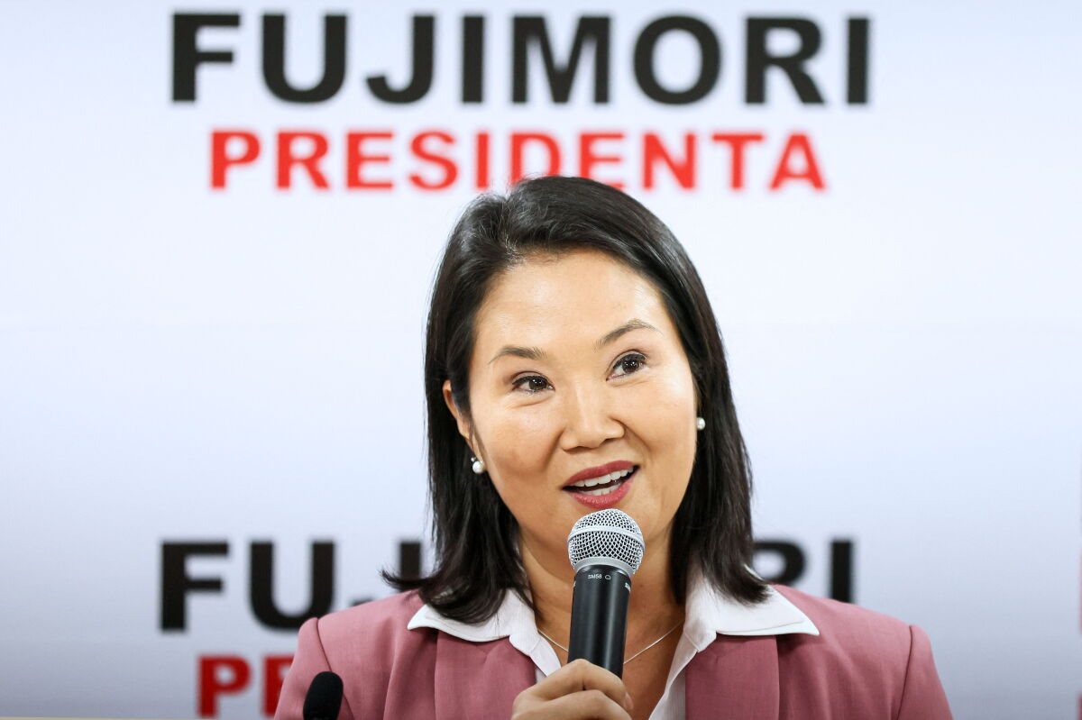 Keiko Fujimori durante un acto de campaña en Perú.