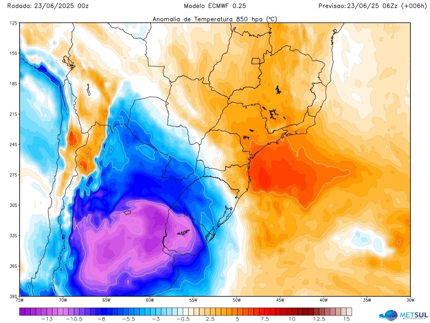 Mapa de temperaturas en la mañana de este lunes 23 de junio de 2025.