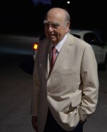 Julio María Sanguinetti, presidente honorario de Peñarol, previo a la reunión en la casa de Diego Aguirre.