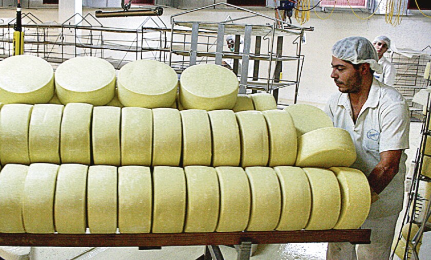 ELABORACION DE QUESOS , FABRICA DE PRODUCTOS LACTEOS, PLANTA INDUSTRIAL DE CONAPROLE, INDUSTRIA DE LA ALIMENTACION, CD FOTOS CONAPROLE - GENTILEZA : CONAPROLE
