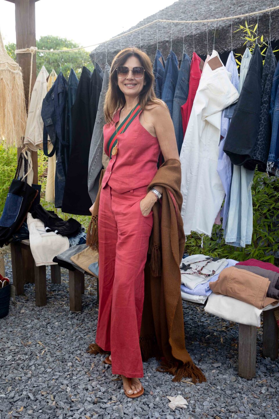Andrea Frigrerio con un outfit total pink en el evento de Tuket Vintage