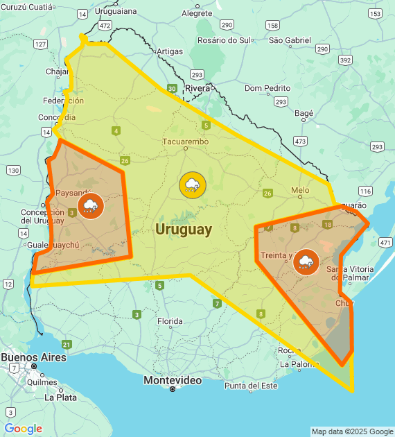 Alertas naranja y amarilla