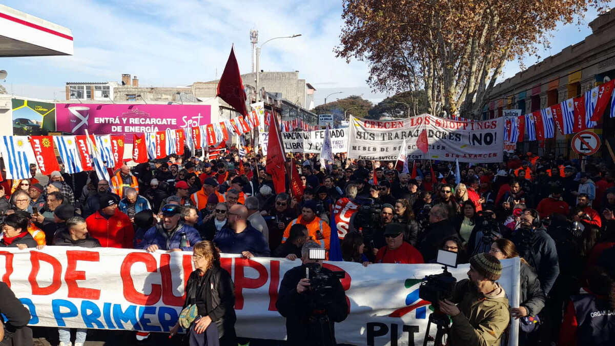 Acto del Pit-Cnt de este miércoles, en el marco del paro general parcial.