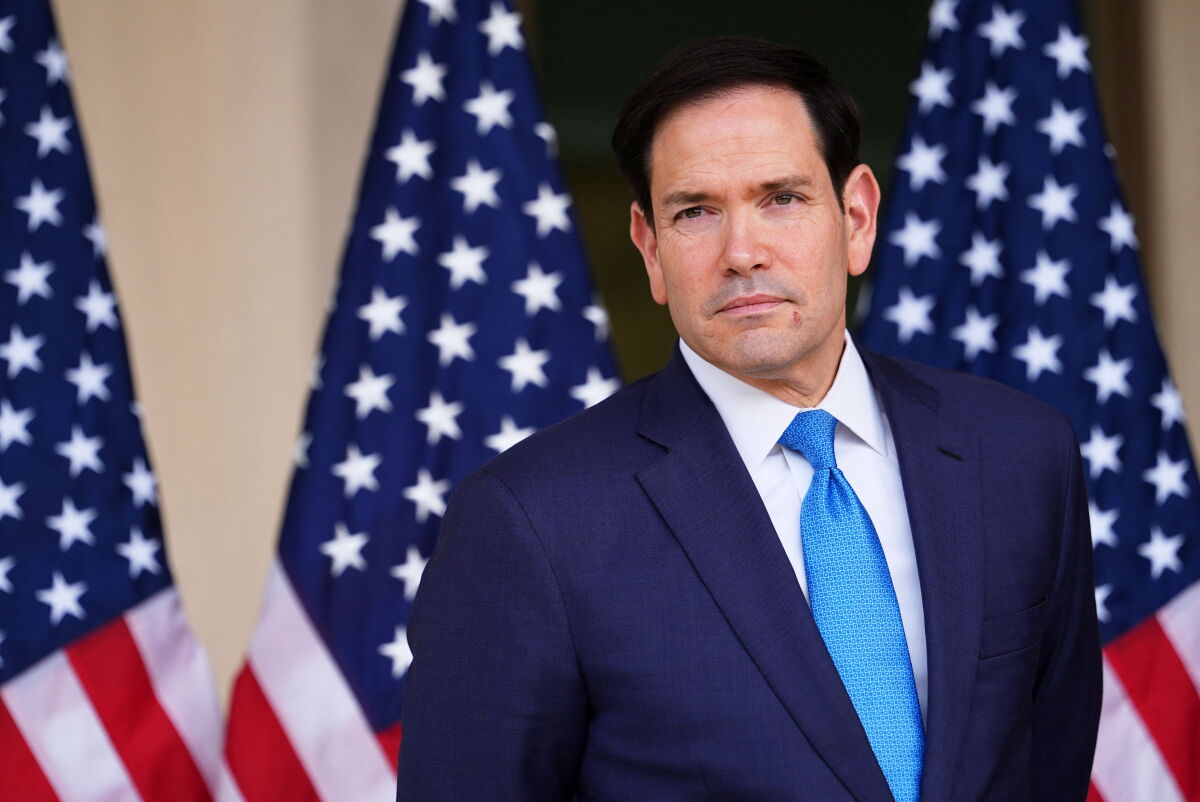 El secretario de Estado estadounidense, Marco Rubio, en la embajada de Estados Unidos en Nueva Delhi.