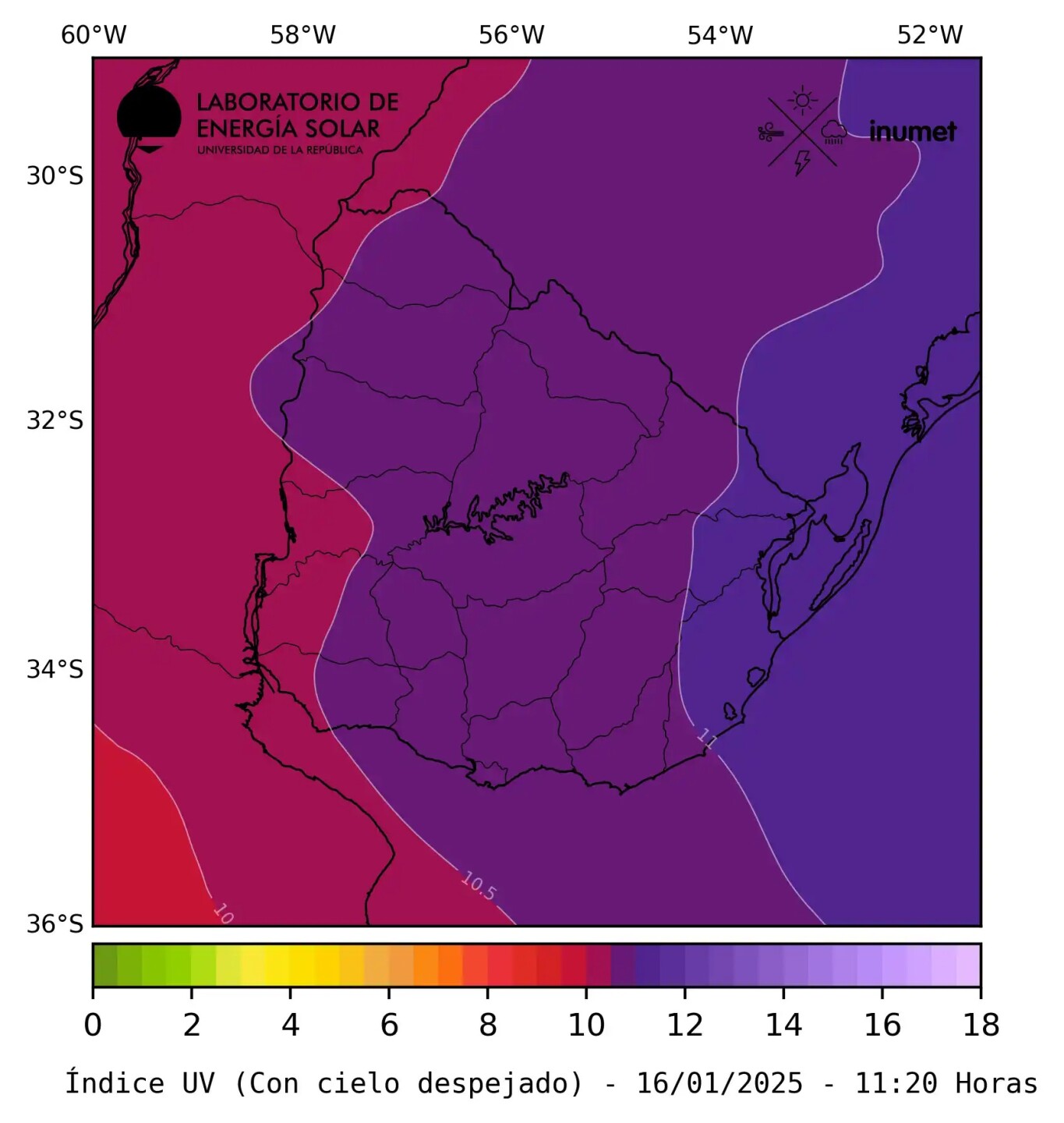 Mapa de índice UV.