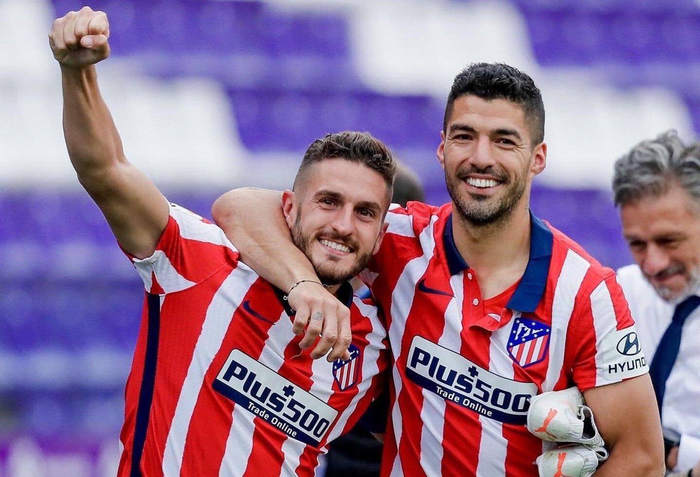 Koke y Luis Suárez celebrando el título con Atlético de Madrid. Foto: Instagram - Koke.