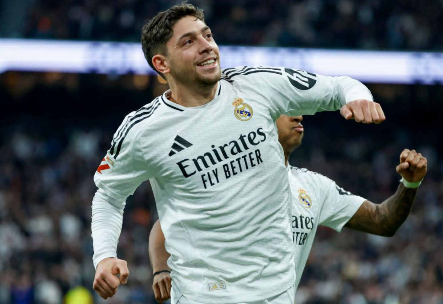 El festejo de Federico Valverde tras su gol en el partido entre Real Madrid y Sevilla.