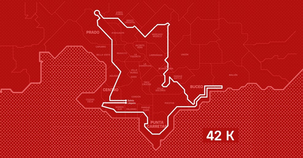 Mapa del recorrido de la Maratón Montevideo 2024