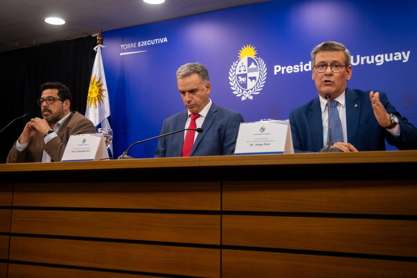 Alejandro Sánchez, Yamandú Orsi y Jorge Díaz.